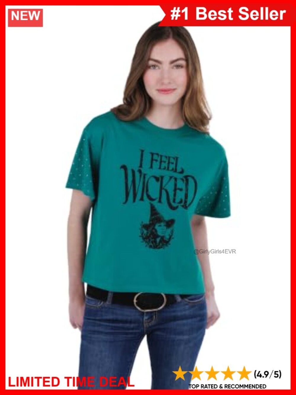 Wicked Cropped Drop Shoulder T-Shirt Cotton Polyester Blend Crewneck